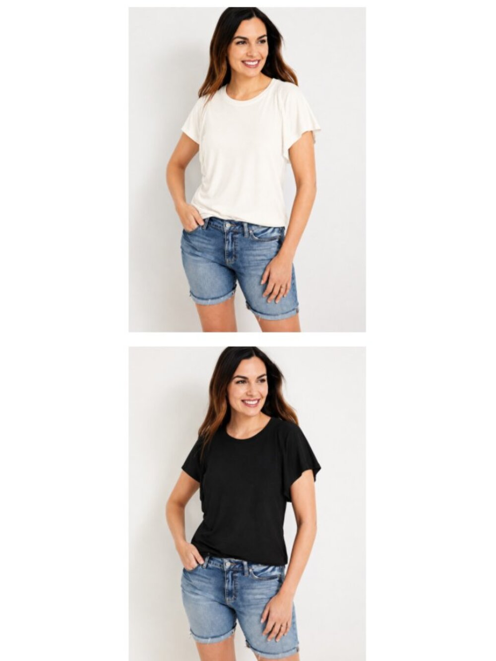 2 MAURICES Solid Smocked Flutter Sleeve Tops XXL